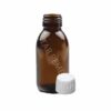 Botella de aceite 100ml vidrio marrón con tapón / cierre blanco (D1)